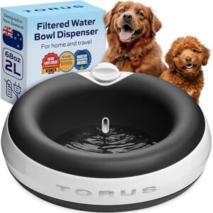Torus Pet Maxi Filtered Water Bowl (Charcoal) 2 Liter Home and Travel Bowl Autofill Portable No Spill Antimicrobial BPA-Free Dog Cat - Publicité Torus Pet Maxi Filtered Water Bowl (Charcoal) 2 Liter Home and Travel Bowl Autofill Portable No Spill Antimicrobial BPA-Free Dog Cat - Publicité