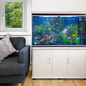 Monster Cable Aquarium Complet 300 litres sur Meuble Blanc avec LED [Pompe, Filtres, Plantes et Accessoires Inclus] Aquariophilie Poissons Gravier Bleu Décoration Dimensions 120,5 x 39 cm & 143 cm de Hauteur - Publicité