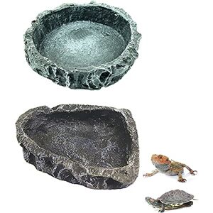 CaiYuanGJ Lot de 2 Bol Nourriture et Eau pour Reptiles en Résine Plat Alimentation Amphibiens, Gecko, Serpent, Lézard - Publicité CaiYuanGJ Lot de 2 Bol Nourriture et Eau pour Reptiles en Résine Plat Alimentation Amphibiens, Gecko, Serpent, Lézard - Publicité