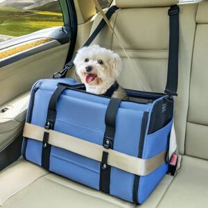 Petsfit Sac de Transport Chien Chat avec Harnais Sécurisé et Sangle Réglable Caisse de Transport Auto avec Coussin Amovible, Sac Transport Pliable et Respirant pour Animaux, L/Bleu - Publicité Petsfit Sac de Transport Chien Chat avec Harnais Sécurisé et Sangle Réglable Caisse de Transport Auto avec Coussin Amovible, Sac Transport Pliable et Respirant pour Animaux, L/Bleu - Publicité