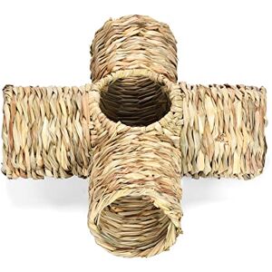 SANRLO Herbe Tube tunnel tissé en paille naturelle pour nid de foin pour hérissons, furets, gerbilles - Publicité SANRLO Herbe Tube tunnel tissé en paille naturelle pour nid de foin pour hérissons, furets, gerbilles - Publicité