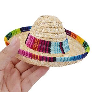squarex Chapeau de Sombrero mexicain en paille avec boucle réglable pour chien et chat (ajustement élastique) Multicolore - Publicité