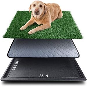 TSIANHUZY Grand tapis d'herbe pour chien avec plateau (89,1 x 59,1 cm), tapis de gazon artificiel lavable et bac de toilette professionnel pour animal domestique, bac de toilette de rechange, gazon pour chien - Publicité