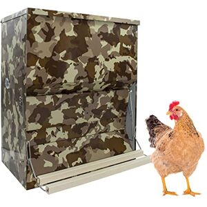 FINCA CASAREJO Mangeoire pour Poules et Autres Volailles   Mangeoire 40 kg à Pédale   Trémie Automatique Anti-Oiseaux et Anti-Souris   Couleur Camouflage   Pédale réglable - Publicité