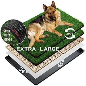 MEEXPAWS Toilettes pour Chien Bac à litière en Gazon Artificiel pour Grand Chien avec Plateau，Tapis d’Herbe avec Bord Anti-Morsure  114×86 cm   2PCS Remplacement d'herbe Drainage Rapide - Publicité