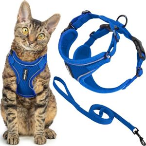 Best Pet Supplies Voyager Ensemble harnais et laisse anti-fugue pour chat avec coutures réfléchissantes, poignée en néoprène de 1,5 m, convient pour les chats de petite, moyenne et grande taille, bleu - Publicité Best Pet Supplies Voyager Ensemble harnais et laisse anti-fugue pour chat avec coutures réfléchissantes, poignée en néoprène de 1,5 m, convient pour les chats de petite, moyenne et grande taille, bleu - Publicité