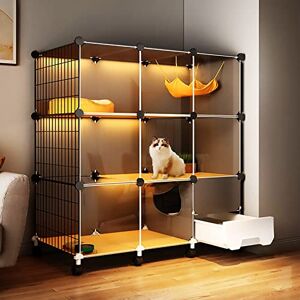 ASumPio Cages pour Chats D'Intérieur, Cage pour Chat avec Bac À Litière, Parc pour Chat DIY, Grand Lieu d'exercice Idéal pour Chat (107X47X112Cm avec Roues) - Publicité ASumPio Cages pour Chats D'Intérieur, Cage pour Chat avec Bac À Litière, Parc pour Chat DIY, Grand Lieu d'exercice Idéal pour Chat (107X47X112Cm avec Roues) - Publicité