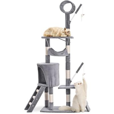 vounot ® Arbre à Chat Hauteur 155cm Multi Niveaux Arbre à Grimper avec Griffoirs Tunnel Hamac Niche Escalade et Escalier Centre d’Activités pour Chats Gris - Publicité vounot ® Arbre à Chat Hauteur 155cm Multi Niveaux Arbre à Grimper avec Griffoirs Tunnel Hamac Niche Escalade et Escalier Centre d’Activités pour Chats Gris - Publicité