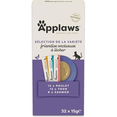 Applaws Friandise Crémeuse à Lécher sans Céréales 100% Naturelle pour Chats et Chatons, Pack Varié, 32 x 15g Sachets - Publicité Applaws Friandise Crémeuse à Lécher sans Céréales 100% Naturelle pour Chats et Chatons, Pack Varié, 32 x 15g Sachets - Publicité