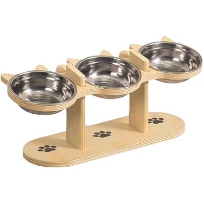 SUNOYA Gamelle pour Chien, Gamelle Chat, Support Incliné à 15°, Hauteur Réglable, Surélevée avec 3 Bols en Acier Inoxydable pour Petits Chiens et Chats - Publicité SUNOYA Gamelle pour Chien, Gamelle Chat, Support Incliné à 15°, Hauteur Réglable, Surélevée avec 3 Bols en Acier Inoxydable pour Petits Chiens et Chats - Publicité