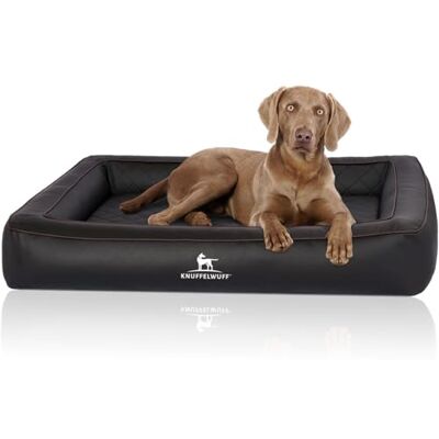 Knuffelwuff Hampstead XL Panier orthopédique pour chien en cuir synthétique matelassé au laser 105 x 80 cm Noir - Publicité Knuffelwuff Hampstead XL Panier orthopédique pour chien en cuir synthétique matelassé au laser 105 x 80 cm Noir - Publicité