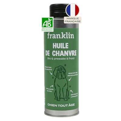 Franklin – Huile de Chanvre pour Chien – 100% Naturelle – Graines Pressée à Froid – Riche en Oméga 3 & 6 – Doseur Intégré – Fabriqué en France – 250 ML - Publicité Franklin – Huile de Chanvre pour Chien – 100% Naturelle – Graines Pressée à Froid – Riche en Oméga 3 & 6 – Doseur Intégré – Fabriqué en France – 250 ML - Publicité