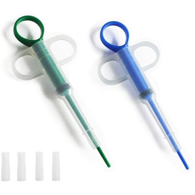 eudoraakm 2 Pièces Lance Pilule Chat, Pet Pill Dispenser, Seringue pour Animaux De Compagnie, Fabriqué en PP et Silicone, avec Réutilisable 4 Embouts Souples, Convient Petits Animaux, Bleu & Le Vert - Publicité eudoraakm 2 Pièces Lance Pilule Chat, Pet Pill Dispenser, Seringue pour Animaux De Compagnie, Fabriqué en PP et Silicone, avec Réutilisable 4 Embouts Souples, Convient Petits Animaux, Bleu & Le Vert - Publicité