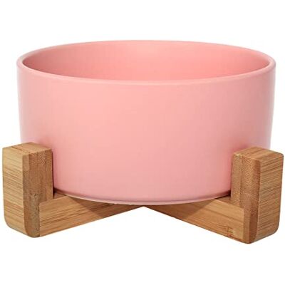 Pet Wiz - Ceramic Bowl with Bamboo Stand - Rose - Bowl - Publicité Pet Wiz - Ceramic Bowl with Bamboo Stand - Rose - Bowl - Publicité