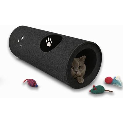 SILUK Tunnel pour chat Aire de jeux pour chat Espace de couchage pour chat Pliable à 2 voies Jouet interactif pop-up pour lapins, chiots, furets (anthracite) - Publicité SILUK Tunnel pour chat Aire de jeux pour chat Espace de couchage pour chat Pliable à 2 voies Jouet interactif pop-up pour lapins, chiots, furets (anthracite) - Publicité