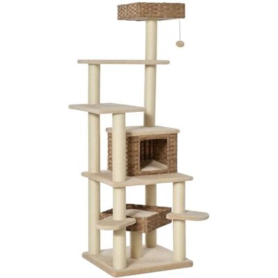 PawHut Arbre à Chat - 55 cm - beige/marron - Publicité PawHut Arbre à Chat - 55 cm - beige/marron - Publicité