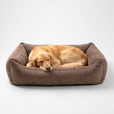 4L Textil TEO Panier Chien Lavable et Déhoussable – Coussin Chien Confortable en Tissu Résistant, Canapé Chien avec Bords Rembourrés – 100x80 cm, Marron - Publicité 4L Textil TEO Panier Chien Lavable et Déhoussable – Coussin Chien Confortable en Tissu Résistant, Canapé Chien avec Bords Rembourrés – 100x80 cm, Marron - Publicité