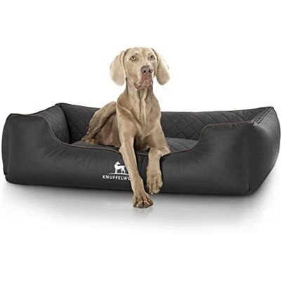Knuffelwuff Panier orthopédique lit pour chien Madison en similicuir piqué au laser Noir XL 105 x 75cm - Publicité Knuffelwuff Panier orthopédique lit pour chien Madison en similicuir piqué au laser Noir XL 105 x 75cm - Publicité