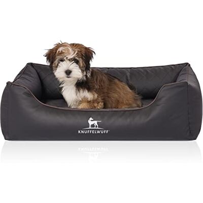 Knuffelwuff Panier orthopédique pour chien lit pour chien Madison en similicuir piqué au laser Noir M-L 85 x 63cm - Publicité Knuffelwuff Panier orthopédique pour chien lit pour chien Madison en similicuir piqué au laser Noir M-L 85 x 63cm - Publicité