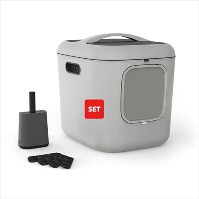 Rotho MyPet Bea Bac à litière XXL pour chat avec couvercle et kit de nettoyage Bac à litière moderne fermée Sans odeur grâce au filtre à charbon actif Avec aimant de porte Facile à nettoyer et - Publicité Rotho MyPet Bea Bac à litière XXL pour chat avec couvercle et kit de nettoyage Bac à litière moderne fermée Sans odeur grâce au filtre à charbon actif Avec aimant de porte Facile à nettoyer et - Publicité