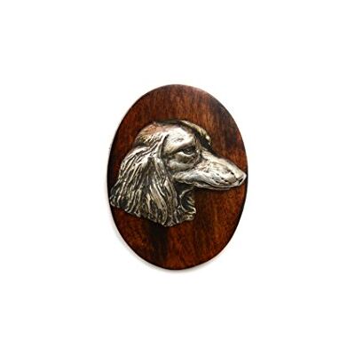Art-Dog - Dachshund V - Tête argentée - Base en bois - Brooch - Publicité Art-Dog - Dachshund V - Tête argentée - Base en bois - Brooch - Publicité