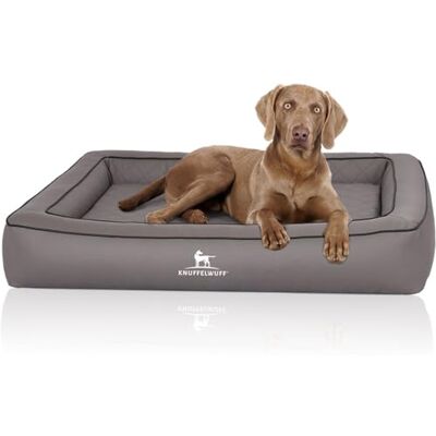 Knuffelwuff Hampstead Panier orthopédique pour chien en cuir synthétique matelassé au laser Taille XXL 120 x 100 cm Gris - Publicité Knuffelwuff Hampstead Panier orthopédique pour chien en cuir synthétique matelassé au laser Taille XXL 120 x 100 cm Gris - Publicité