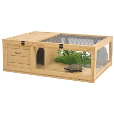 PawHut Maison pour Tortues de Terre Enclos Tortue 91x60,5x32cm Jaune Clair Habitat 2 Zones, Toit Ouvrable, Cage en Bois, Intérieur Extérieur pour Reptiles, Espace Modulable - Publicité PawHut Maison pour Tortues de Terre Enclos Tortue 91x60,5x32cm Jaune Clair Habitat 2 Zones, Toit Ouvrable, Cage en Bois, Intérieur Extérieur pour Reptiles, Espace Modulable - Publicité