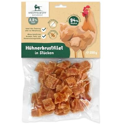 Knuffelwuff Filet de poitrine de poulet en morceaux Récompense riche en protéines séchée à l'air libre avec 94 % de poulet Snack d'entraînement pour grands et petits chiens - Publicité Knuffelwuff Filet de poitrine de poulet en morceaux Récompense riche en protéines séchée à l'air libre avec 94 % de poulet Snack d'entraînement pour grands et petits chiens - Publicité