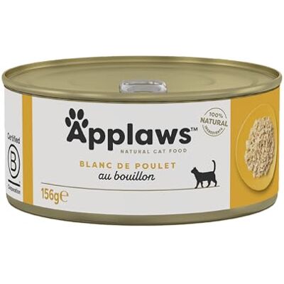 Applaws 100% Natural Poitrine de Poulet Aliment humide pour chat adulte en bouillon 24 x 156g boîtes - Publicité Applaws 100% Natural Poitrine de Poulet Aliment humide pour chat adulte en bouillon 24 x 156g boîtes - Publicité
