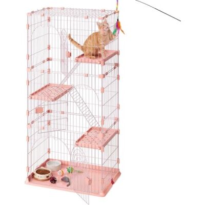 VEVOR Cage Chat Intérieur 4 Niveaux 84x60,5x163,5 cm Enclos Chat Rose pour 1 à 2 Chats, Lapins, Furets, Petits Animaux Compagnie, Espace Jeu Modulable, avec Fil Métallique, Échelles, Connecteurs - Publicité VEVOR Cage Chat Intérieur 4 Niveaux 84x60,5x163,5 cm Enclos Chat Rose pour 1 à 2 Chats, Lapins, Furets, Petits Animaux Compagnie, Espace Jeu Modulable, avec Fil Métallique, Échelles, Connecteurs - Publicité