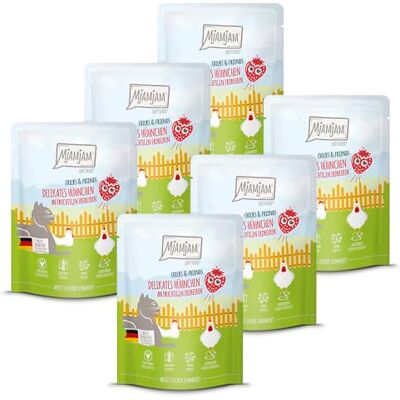 MjAMjAM Premium Alimentation Humide pour Chats Quetschie Chicks & Friends Poulet délicat aux Fraises fruitées, Paquet de 6 (6 x 300g), sans céréales - Publicité MjAMjAM Premium Alimentation Humide pour Chats Quetschie Chicks & Friends Poulet délicat aux Fraises fruitées, Paquet de 6 (6 x 300g), sans céréales - Publicité