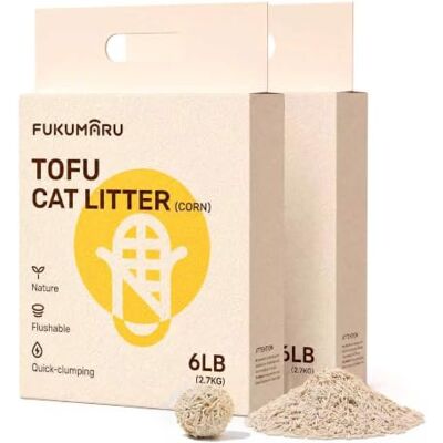 FUKUMARU Litière pour Chat Tofu Agglomérante, Granulés de Maïs Mélangés, sans Poussière et Légèrement Agglomérante, Contrôle des odeurs, Lavable - Publicité FUKUMARU Litière pour Chat Tofu Agglomérante, Granulés de Maïs Mélangés, sans Poussière et Légèrement Agglomérante, Contrôle des odeurs, Lavable - Publicité