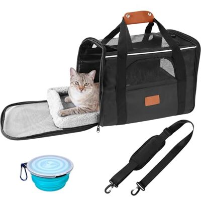 Corpower Sac Transport Chat, Pliable Sac de Transport pour Chat mit Laisse Intérieure et Bol et Matelas Doux, pour Chats et Chiots Jusqu’à 8 kg, Tissu en Maille Respirant Gris Foncé - Publicité Corpower Sac Transport Chat, Pliable Sac de Transport pour Chat mit Laisse Intérieure et Bol et Matelas Doux, pour Chats et Chiots Jusqu’à 8 kg, Tissu en Maille Respirant Gris Foncé - Publicité