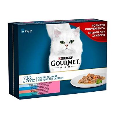 Gourmet Purina Perles Plaisirs de la Mer Humide Chats avec Saumon, Platessa, Thon et Poisson de l'Océan, 80 Enveloppes de 85g - Publicité Gourmet Purina Perles Plaisirs de la Mer Humide Chats avec Saumon, Platessa, Thon et Poisson de l'Océan, 80 Enveloppes de 85g - Publicité