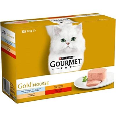 Gourmet Pâtées pour chat Purina Gold Lot de 12 unités de 85 g. Publicité Gourmet Pâtées pour chat Purina Gold Lot de 12 unités de 85 g. Publicité
