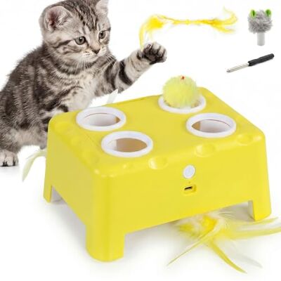 PawHut Jouet Interactif pour Chats d'Intérieur, Jouet pour Chat Rechargeable par Type-C avec Souris et Plume, 3 Modes Réglables avec Repos Intelligent, pour Chaton et Chat Adulte, ABS, Jaune - Publicité PawHut Jouet Interactif pour Chats d'Intérieur, Jouet pour Chat Rechargeable par Type-C avec Souris et Plume, 3 Modes Réglables avec Repos Intelligent, pour Chaton et Chat Adulte, ABS, Jaune - Publicité