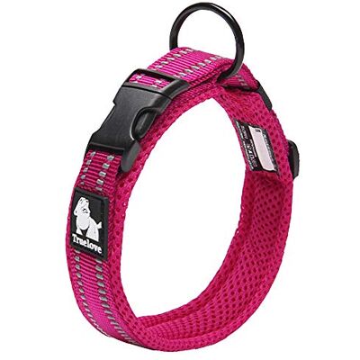 TRUE LOVE Collier de Chien Réfléchissant Réglable Nylon Solide Confort rembourré Colliers Pet Classic TLC5011(Fuchsia,L) - Publicité TRUE LOVE Collier de Chien Réfléchissant Réglable Nylon Solide Confort rembourré Colliers Pet Classic TLC5011(Fuchsia,L) - Publicité