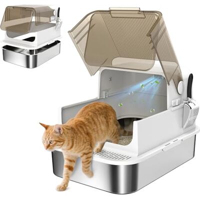 PawHut Bac à litière pour Chat fermé en Acier Inoxydable, Maison de Toilette pour Chat avec Pelle, Couvercle ouvrable, Anti-Fuite et Nettoyage Facile, 70 x 50 x 46,5 cm, Blanc - Publicité PawHut Bac à litière pour Chat fermé en Acier Inoxydable, Maison de Toilette pour Chat avec Pelle, Couvercle ouvrable, Anti-Fuite et Nettoyage Facile, 70 x 50 x 46,5 cm, Blanc - Publicité