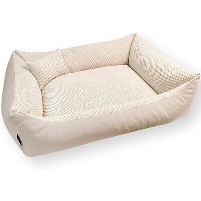 4L Textil TEO Panier Chien Lavable et Déhoussable – Coussin Chien Confortable en Tissu Résistant, Canapé Chien avec Bords Rembourrés – 100x80 cm, Beige - Publicité 4L Textil TEO Panier Chien Lavable et Déhoussable – Coussin Chien Confortable en Tissu Résistant, Canapé Chien avec Bords Rembourrés – 100x80 cm, Beige - Publicité