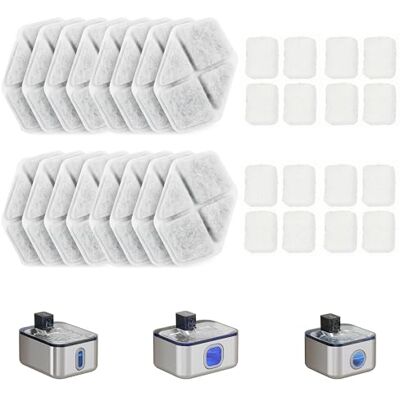 PawHut 16 pcs Filtre Fontaine Eau Chat, Distributeur d'eau filtrante pour Chat et Chien, Triple Système de Filtration, avec Coton PP, Charbon Actif et résine échangeuse d'ions, Blanc - Publicité PawHut 16 pcs Filtre Fontaine Eau Chat, Distributeur d'eau filtrante pour Chat et Chien, Triple Système de Filtration, avec Coton PP, Charbon Actif et résine échangeuse d'ions, Blanc - Publicité