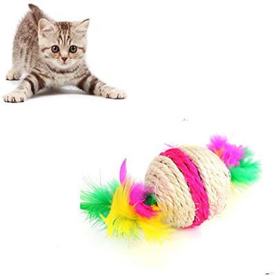 Ogquaton Jouets pour Chats, Belle sisal Corde Plume Balle Teaser gratter Jouet à mâcher pour Animaux de Compagnie Chaton Chaton, 1 pcs - Publicité Ogquaton Jouets pour Chats, Belle sisal Corde Plume Balle Teaser gratter Jouet à mâcher pour Animaux de Compagnie Chaton Chaton, 1 pcs - Publicité