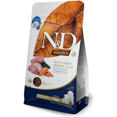 Farmina , N&D Brown, Agneau Spiruline & Carotte, Chien Puppy Medium/Maxi, 2kg - Publicité Farmina , N&D Brown, Agneau Spiruline & Carotte, Chien Puppy Medium/Maxi, 2kg - Publicité