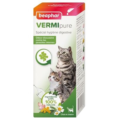 Beaphar – VERMIPURE – Solution liquide pour Chaton et Chat – Ingrédients actifs 100% naturels – Ail, camomille, thym – Spécial hygiène digestive – Odeur dissuasive contre les parasites internes– 50 ml - Publicité Beaphar – VERMIPURE – Solution liquide pour Chaton et Chat – Ingrédients actifs 100% naturels – Ail, camomille, thym – Spécial hygiène digestive – Odeur dissuasive contre les parasites internes– 50 ml - Publicité