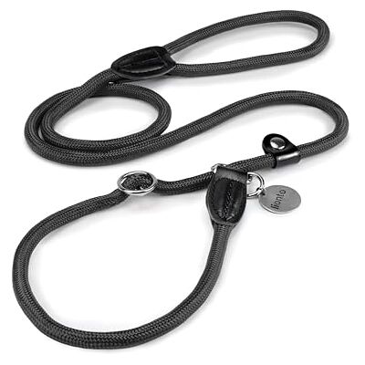 lionto Laisse Moxon pour Chien avec bloqueur, 120 cm, Noire Laisse Moxon douce pour le pelage, avec collier intégré et anneau de blocage pour le dressage et les promenades - Publicité lionto Laisse Moxon pour Chien avec bloqueur, 120 cm, Noire Laisse Moxon douce pour le pelage, avec collier intégré et anneau de blocage pour le dressage et les promenades - Publicité