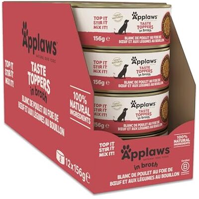 Applaws Nourriture Humide pour Chiens 100% Naturelle, Filet de Poulet au Foie de Boeuf en Bouillon Pour Chiens Adultes Lot de 12 boîtes de 156 g - Publicité Applaws Nourriture Humide pour Chiens 100% Naturelle, Filet de Poulet au Foie de Boeuf en Bouillon Pour Chiens Adultes Lot de 12 boîtes de 156 g - Publicité