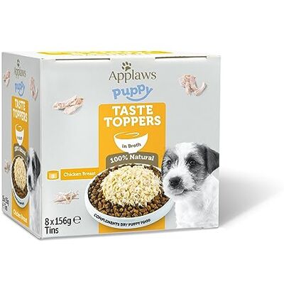 Applaws 100% Nourriture Humide Naturelle pour Chiots en Conserve, Blanc de Poulet avec du Riz en Bouillon pour Chiots (Pack de 8 boîtes de 156 g) - Publicité Applaws 100% Nourriture Humide Naturelle pour Chiots en Conserve, Blanc de Poulet avec du Riz en Bouillon pour Chiots (Pack de 8 boîtes de 156 g) - Publicité