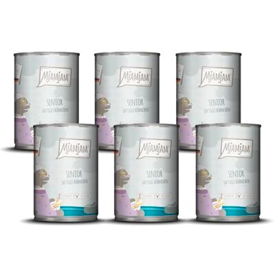 MjAMjAM Nourriture Humide Premium pour Chats Senior Poulet juteux, Paquet de 6 (6x400g), sans céréales - Publicité MjAMjAM Nourriture Humide Premium pour Chats Senior Poulet juteux, Paquet de 6 (6x400g), sans céréales - Publicité