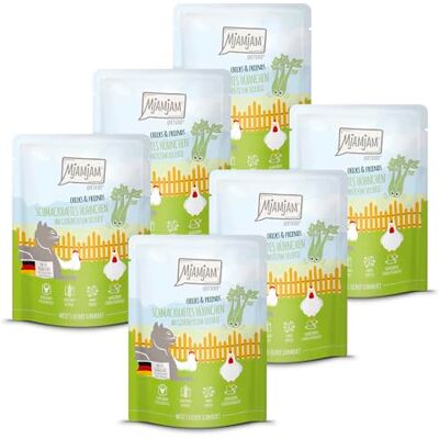 MjAMjAM Premium Nourriture Humide pour Chats Quetschie Chicks & Friends Poulet Savoureux au céleri Vapeur, Paquet de 6 (6 x 300g), sans céréales - Publicité MjAMjAM Premium Nourriture Humide pour Chats Quetschie Chicks & Friends Poulet Savoureux au céleri Vapeur, Paquet de 6 (6 x 300g), sans céréales - Publicité