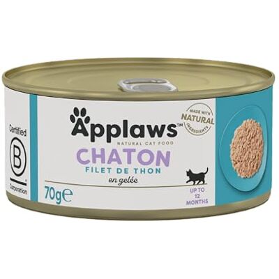 Applaws Natural Aliment Humide pour Chatons, Filet de Thon en Gelée Pack de 24 x 70g Boîtes - Publicité Applaws Natural Aliment Humide pour Chatons, Filet de Thon en Gelée Pack de 24 x 70g Boîtes - Publicité