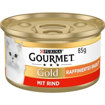 Gourmet Purina Gold Raffiniertes Ragout, köstliches Katzennassfutter, fein geschnetzelte Stückchen, Katzenfutter nass, 12er Pack (12 x 85 g Dose) - Publicité Gourmet Purina Gold Raffiniertes Ragout, köstliches Katzennassfutter, fein geschnetzelte Stückchen, Katzenfutter nass, 12er Pack (12 x 85 g Dose) - Publicité